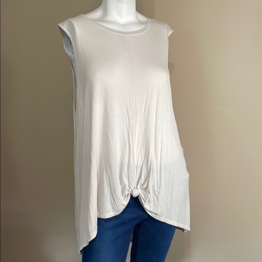 Jennifer Lopez Cream Asymmetrical Tunic Top